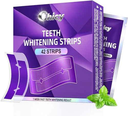 Purple Whitening Strips 42 pcs for 21 Uses | Blanqueamiento de dientes eficaz en 7 días | Blanqueamiento de dientes que Enamel-Safe, No-Sensitivity, No-Slip | Elimina la decoloración de manera