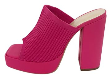 Sandalias de Tacón Alto con Plataforma de Bloque Grueso, Puntera Abierta, Zapatos de Moda de Verano con Tela Elástica, Fucsia, 36 EU, Mujer