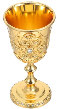 Abaodam Vintage Zinc Alloy Wine Goblet with Ergonomic Handling and Lasting Shine, Golden Medieval Chalice for Elegant Parties and Weddings, Classic Embossed Drinking Cup