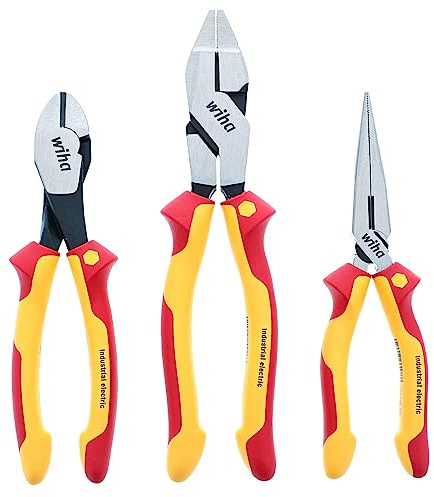 Wiha 32968 3 Piece Insulated Industrial Grip Pliers and Cutters Set