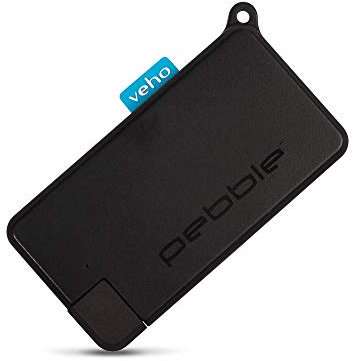 Veho Pebble Pokket micro size keyring power bank | Built in USB-C connection | 1,000mah Li-on battery | Compatible with most Android smartphones | slim design | portable | (VPP-014-PK-B)