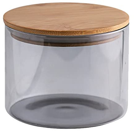 Angoily Glasflasche Vorratsdose Holzdeckel mit Luftdichten Deckel Lagerung Gl? mit Versiegelt für Bohnen Lose Tee Lebensmittel Gl? Kanister mit Teedose Grau Zuckerdose