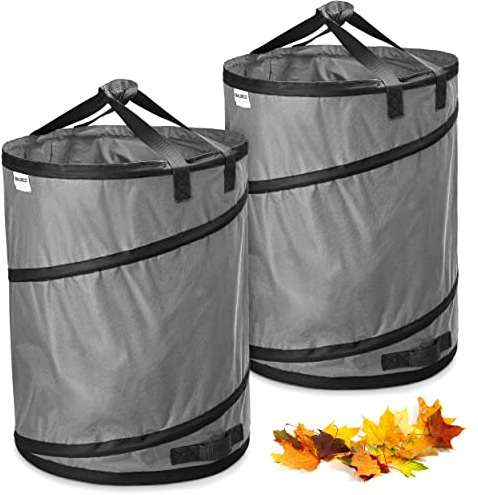 2x 170 Liter Pop-Up Gartenabfallsack Grau selbstaufstellend & stabil | Laubsack | Gartensack | Gartensäcke | Grünschnittsäcke faltbar, groß aus extrem robustem Polyester 220 g/m² (2x 170 Liter)