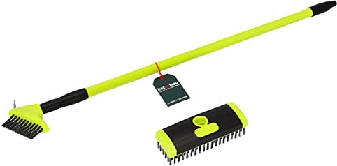 KOTARBAU® Set Fugenbürste für Pflastersteine + Besen mit Teleskopstiel 80-140 cm Stahlbürste Fugenreiniger Fugenkratzer Unkrautbürste Drahtbürste Reinigungsbürsten für Moos und Unkraut Unkrautentfern