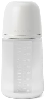 Suavinex, Biberon con bottiglia in silicone da 240 ml, con tettarella fisiologica SX Pro in silicone, con valvola anticolica, Biberon a flusso medio (M). Per bambini +3 mesi. Colour Essence, Grigio