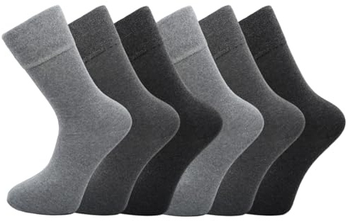 SOCK-TEC Lot de 6 paires de chaussettes non élastiques pour homme | Dessus large en nid d'abeille doux non contraignant confortable à porter au quotidien pour les jambes