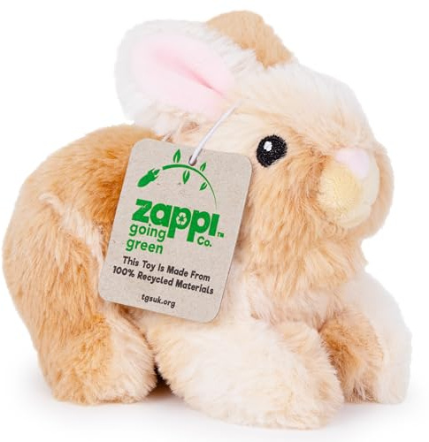 Zappi Co 100% recyceltes Plüschtier, Kaninchen (15cm Länge) Weiches, kuscheliges, umweltfreundliches Tiersammlung für Neugeborenes Kind Erstes Kind