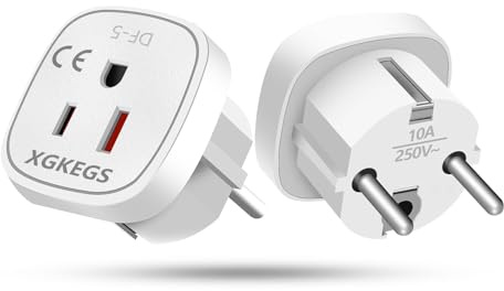 2 Stück US to EU Adapter, Adapter USA Deutschland stecker, Adapter amerikanisch deutsch, US to EU Plug adapters geeignet für den Einsatz in den USA, Japan, Kanada, Mexiko