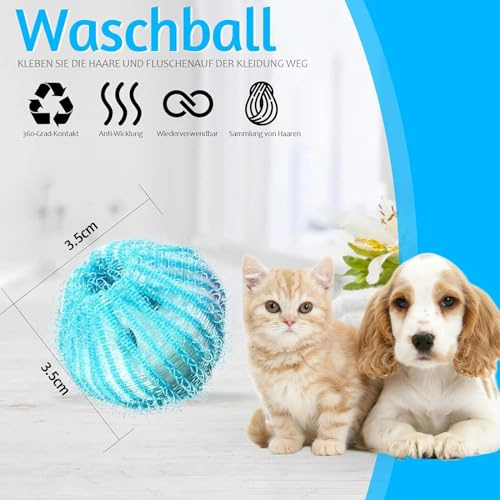 16 Stücke Fusselfänger Waschmaschine, Wiederverwendbar Tierhaarentferner Fusselbälle Waschmaschine Katzenhaarentferner Hundehaare Haarfänger Waschmaschine für Entfernt Tierhaare Fusseln