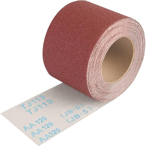 Shineboc 120 Grit Sandpaper Roll, 3.66 x 393.7 Inch, Aluminum Oxide, Abrasive Continuous Sandpaper for Wood Furniture, Metal, Polished Glass, Sander Belts (120 Grit)