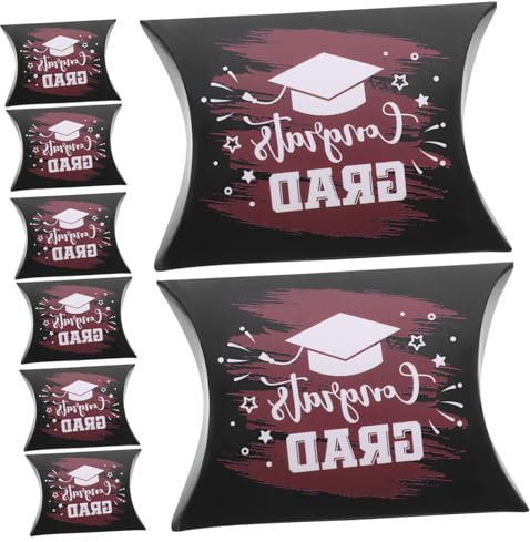MUCKLILY 50 Stück Schachteln Bachelor Hut Candy Box Abschluss-Leckerli-Boxen Kissenschachteln schokotaler schokoladentaler Papier Süßigkeiten Box Keksdose Süßigkeiten-Stand Geschenk