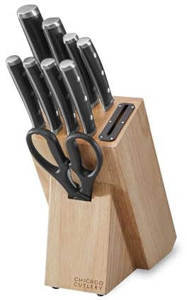 Chicago Cutlery Damen (10-PC) Built-In Sharpener Kitchen Knife Block Set with Steak Knives, Ergonomic Handles and Sharp Stainless Steel Professional Chef Knife Set
