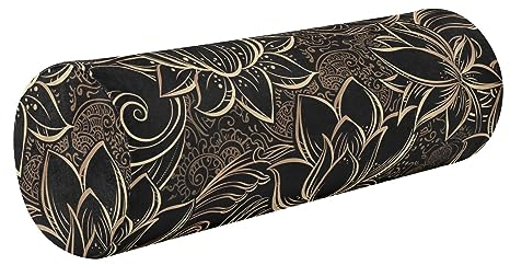 FRODOTGV Luxuriöses goldenes Lotusblumen-Nackenrolle für Bett, Nackenrolle, Kissen zum Schlafen, kleines rundes Kissen, Zylinderkissen zum Schlafen, Hüftstützkissen