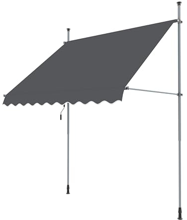 home Trends Klemmmarkise Balkonmarkise ohne Bohren - Einfache Montage,Höhenverstellbar,ausfahrbar Sonnenschutz für Mietwohnungen und Balkone 250/300/350 cm x 130cm (Anthrazit, 350 x 130 cm)