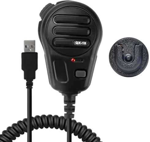 QX-18B Microfono USB-A, microfono PTT e Tasti programmabile | per simulatore di camion americani, PC, laptop, giochi per PC con supporto per microfono e software di programmazione
