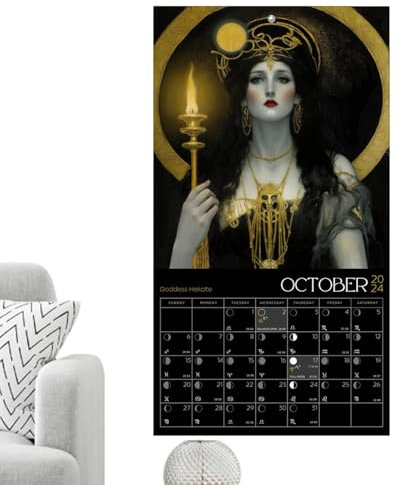 Mondkalender 2024, Mondkalender 2024, Göttin Mondphase Wandkunst Mondkalender, Hängende -Astrologie-Dekorationen, Phasenkalender, Sicher Und Dekorativ Für Arbeitszimmer, Wohnzimmer, Büros