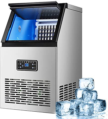 Macchina Per Il Ghiaccio Professionale, 40 45 48 Pezzi Macchina Per Cubetti Di Ghiaccio Per Uso Domestico, 60Kg 70Kg 80Kg / 24 H, Con Cubetti Di Ghiaccio Quadrati Trasparenti Autopulenti,80KG