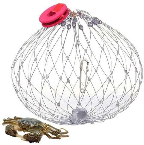 Steel Wire Crab Cage, 52cm Automatic Opening & Closing Fish Trap Cage, Crab Trap Crabbing Equipment for Outdoor Freshwater Saltwater