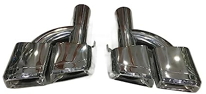 Car Rear Bumper Turbo Muffler Exhaust Tips tip 4 Exits Black Compatible For Benz C E CLS Class W204 W212 W218 C63 E63 CLS63 Pre-Facelift(R2 Style Silver)