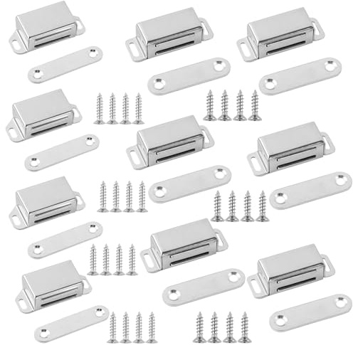 QINGYIWL Magnetschnäpper,10 Stück Türmagnet Stark Magnetverschluss Schrankte für Küche Badezimmerschrank Kleiderschrank Schrankverschlüsse Schranktür Schubladenriegel mit 40 Schrauben (46MM&55MM)