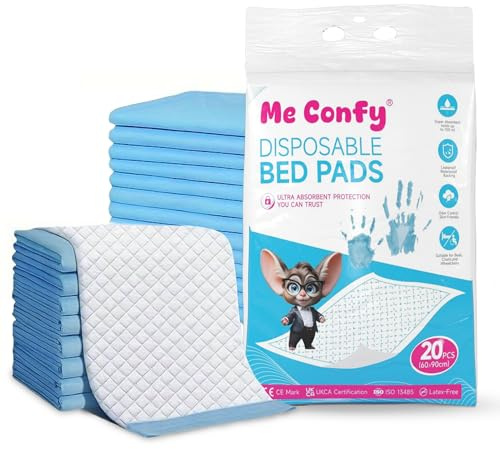 Me Confy Lot de 20 alèses jetables pour incontinence | 60 x 90 cm | Ultra absorbantes et anti-fuites | Noyau en coton | Idéal pour les adultes et les soins de maternité | Tapis de protection pour lit