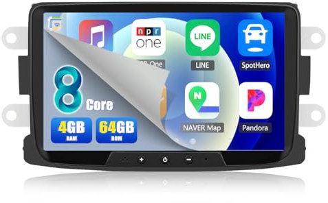 8 Core CAMECHO 4G+64G Android 15 Autoradio für Renault Dacia Logan Duster Sandero Lodgy Capture Symbol Lada Xray mit Navi Carplay Android Auto, 8 Zoll Doppel Din TouchSrcreen mit Bluetooth 5.0 RDS/FM