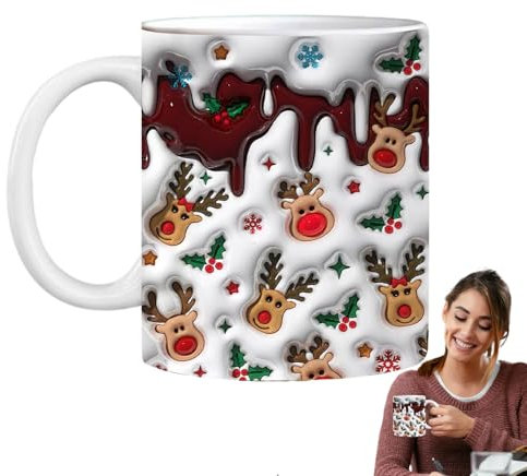 Santa's Christmas Rentier-Becher,Weihnachtscharakter-Tassen | Keramik-Weihnachtsbecher -Weihnachtsmann-Becher,Feiertagstassen, Weihnachtsmanntassen, Weihnachtsaccessoires für Freunde, Familie, heiße