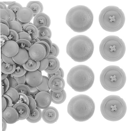 PartyKindom 500pcs Grey Plastic Screw Cover Caps Decorative Snap Washers for Screw Holes Hinge Caps for Furniture Protective Plugs for Cabinet and Wardrobe