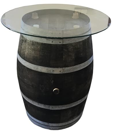 Fassl Baron gebrauchtes Weinfass -Geölt - Mit Glasplatte- als Stehtisch, Fassbar oder Gartentisch. D/H=70/95cm- Dekofass 225 Liter aus Eiche Holzfass Fasstisch