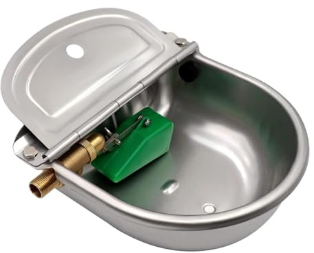 Pferdetränke Edelstahl Viehtränke mit Schwimmerventilund Tränkebecken | Automatische Pferdetränke mit 1/2 Messing AbflusslöChern für Schafe pferde rinder ziegen Hunde
