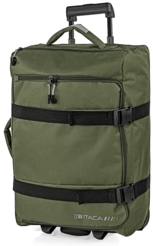 ITACA - Valise Souple en Tissus, à roulettes. Bagages à Roulette pour Cabine, Pratique et idéale pour Voyage et Tous Vos déplacements, Compatible Ryanair, Kaki