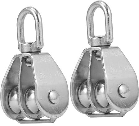 ERINGOGO 2stücke Riemenscheibe Edelstahl-flaschenzug Für Schwere Lasten Mit Sanfter Gleitfunktion Doppel-schwenkflaschenzug Langlebig, Robust Und Rostfrei Praktisches Hebezeug