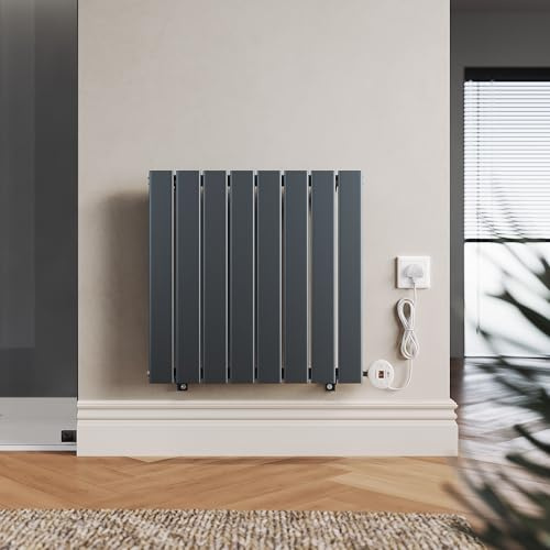 ELEGANT 600W 600x604mm Anthracite Smart WiFi Control Electric Radiator | Wall Mounted Single Heater with Energy-Efficient, Modern Panel Heater with UK Plug, CE/UKCA Certified for Home & Office