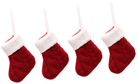 FUNOMOCYA 4pcs Christmas Cutlery Fork Spoon Socks Silverware Holders Christmas Tableware Socks Adorable Knit Stockings for Decor