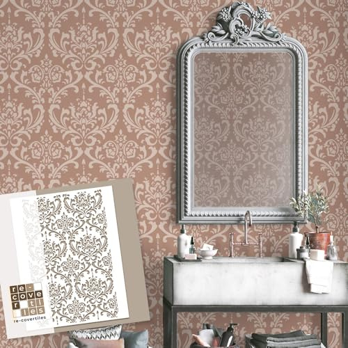 RE-COVERTILES - Schablonen zum Malen und Dekorieren | Flexibel, Waschbar und Wiederverwendbar | für Wände, Böden und Möbel | 60x40 cm