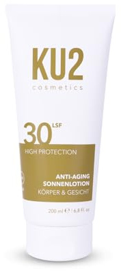 KU2 Cosmetics Anti Aging Sonnencreme LSF 30, 200 ml | UVA & UVB-Sonnenschutz, Für Gesicht & Körper, Sunscreen mit Pflegeformel, Made in Germany