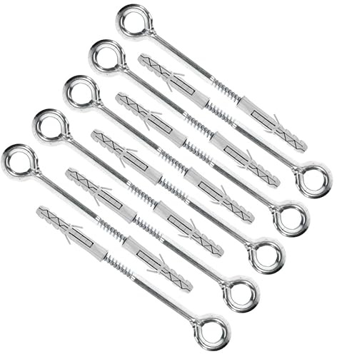 12 x 400 (350) mm Gerüst-Ösenschrauben mit Kunststoffdübeln – Schwerlast-Wandbefestigungen für Gerüste, Sicherungspunkte und Sicherheitsösen mit Spreizdübeln, Ösenschraube und Dübel (10 st)