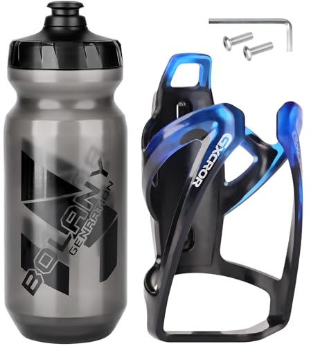 GXCROR Air Cage Bicycle Bottle Cage with Stealth Airtag Storage,Bike Water Bottle Holder,Water Bottle Holder for Bike,Durable,Bike Cup Holder for Most Bottle (BlackBlue&Bottle)