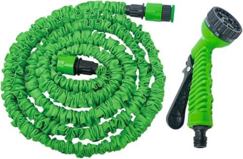 Tubo da Giardino Estensibile 45M,con Pistola Professionale, Tubo Telescopico da Giardino 7 Livelli di Getti, Avvolgitubo Allungabile e Retraibile, Antiscoppio, Salvaspazio- Colorazioni Casuali