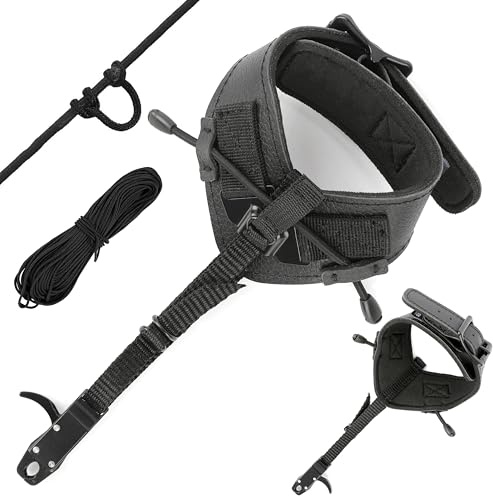 surwolf Déclencheur pour Arc à poulies,Compound Release Aid,Dragonne Ajustable,pour Chasse à l'arc à poulies Tir RH&LH (Noir)