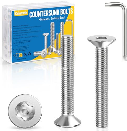 Caianwin 20 Stück M4 Senkkopfschrauben, M4 x 25mm Senkkopfschrauben Torx Edelstahl mit Torx Schlüssel 304 senkkopf schrauben Norm ISO 14581 / DIN 965 für Maschinen, Geräte und Möbel
