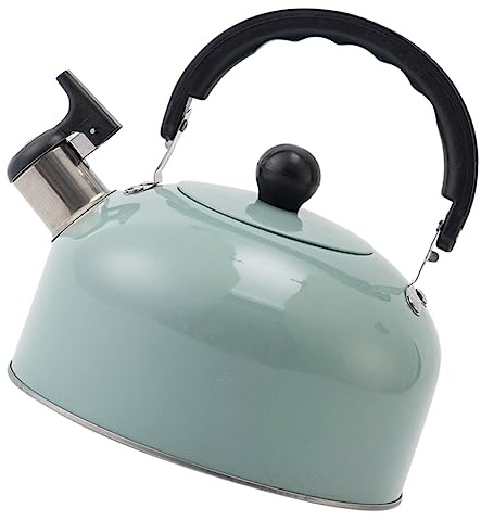 POPETPOP Bouilloire Sifflante 3l En Acier Inoxydable Verte Avec Fond Plat Résistante à La Chaleur Pour Cuisinière à Induction, Théière La Cuisine Adaptée à La Préparation De Thé Et Café