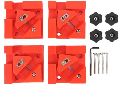 Fafeicy Corner Clamp Adjustable Red Color 90 Degree Right Angle Spring Clamp for Woodworking Boxes Drawers Cabinets ABS Stainless Steel