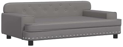 Kindersofa Grau 90x53x30 cm aus Kunstleder – Robustes Kiefernholz & Kunststoff – Perfekt für Kinderzimmer & Wohnzimmer – Leicht zu reinigen & langlebig