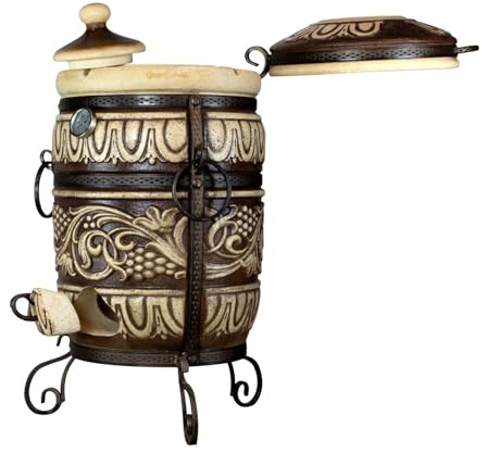Tandoor noce moscata – Forno di argilla refrattaria | Coperchio multifunzione | Termometro | Set classico con accessori | Outdoor Grill, Kazan, forno per pane, barbecue e pizza