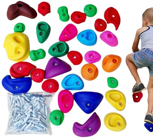 Genérico Dighe da arrampicata per bambini | Parete da arrampicata per bambini, multicolore con viti per parco giochi, esterno, allenamento, sport e parco