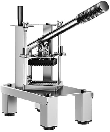 Manual French Fry Cutter, Stainless Steel Vegetable Chopper, Adjustable Height, Heavy Duty for Kitchen Use