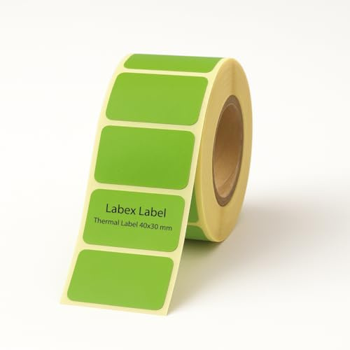 Labex Label Etichette termiche, 40 x 30 mm, autoadesive, rettangolari, termodirette, per codici a barre e indirizzi, carta (verde, 1 rotolo)
