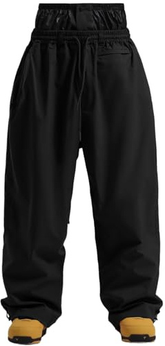 GSOU SNOW Hombres Mujeres Pantalones de Esquí Holgados Pantalones de Snowboard Baggy Pantalones de Nieve Oversize - Multibolsillos Impermeable Antiviento Transpirable Cálido