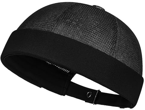 WULIQIUQIU Mesh Brimless Cap for Men Skullcap Docker Beanie Hat No Brim Sailor Hat